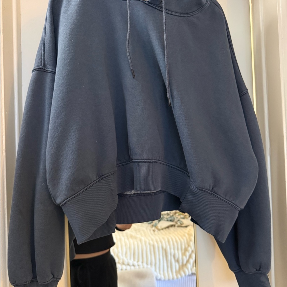FP Movemenr-Cropped Navy Hoodie - Women's Pullover Sweatshirt